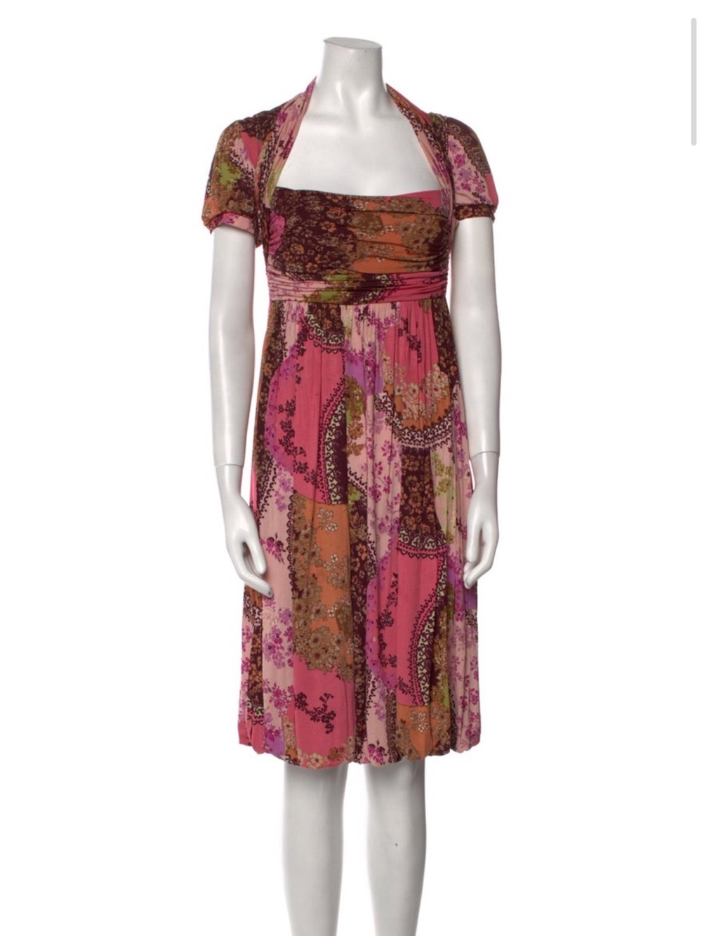 Etro Floral Patchwork Pink Empire Waist Dress